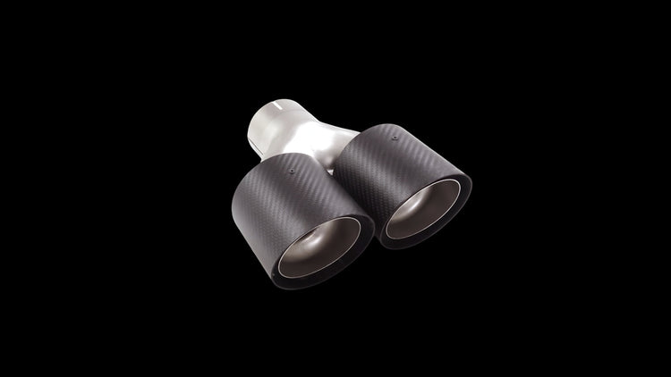 Ragazzon performance exhaust system with carbon fiber or non-carbon fiber tips, designed for enhanced sound and improved airflow.